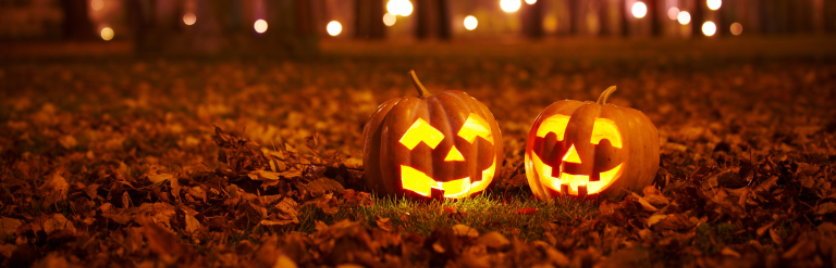 Two Kind Halloween Pumpkins in the park